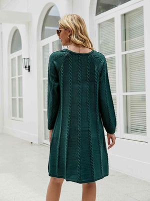 Snuggly Fashionista Cable Knit Sweater Dress - MXSTUDIO.COM