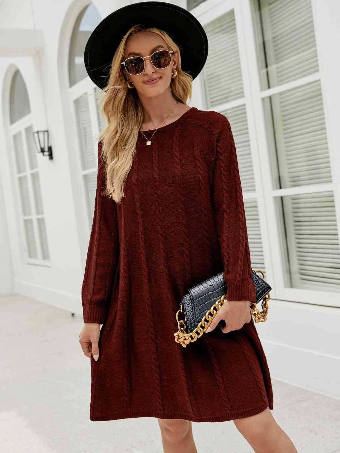 Snuggly Fashionista Cable Knit Sweater Dress - MXSTUDIO.COM