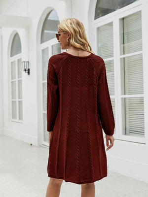 Snuggly Fashionista Cable Knit Sweater Dress - MXSTUDIO.COM