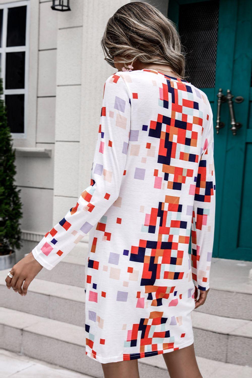 Sociable Twisted V Neck Long Sleeve Mini Dress - MXSTUDIO.COM