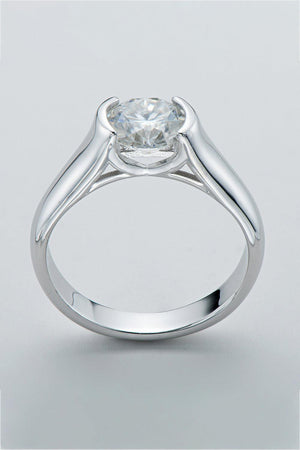 Solitaire Round Cut 2 Carat Moissanite Platinum-Plated Ring - MXSTUDIO.COM