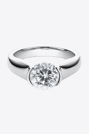 Solitaire Round Cut 2 Carat Moissanite Platinum-Plated Ring - MXSTUDIO.COM