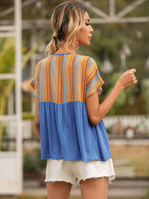 Something Different Striped Babydoll Blouse - MXSTUDIO.COM