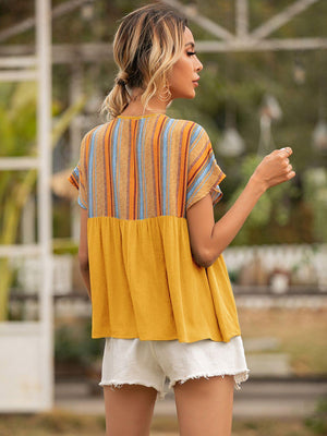Something Different Striped Babydoll Blouse - MXSTUDIO.COM