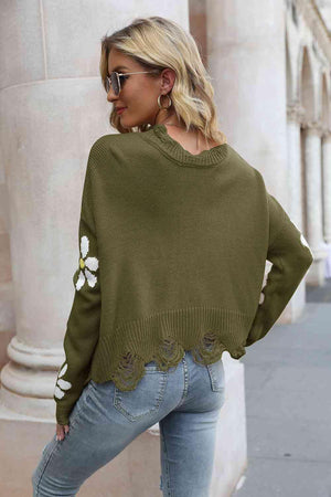 Something Else Flower Distressed Sweater - MXSTUDIO.COM