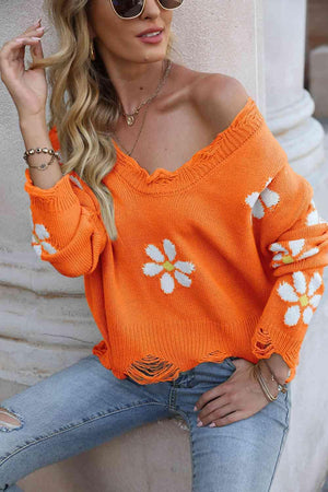Something Else Flower Distressed Sweater - MXSTUDIO.COM