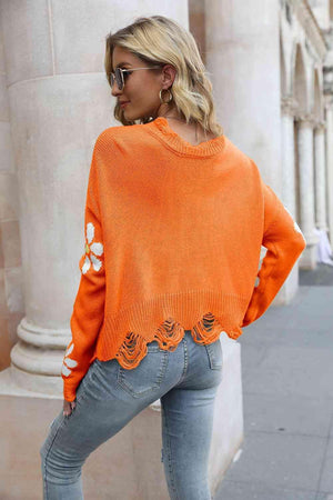 Something Else Flower Distressed Sweater - MXSTUDIO.COM