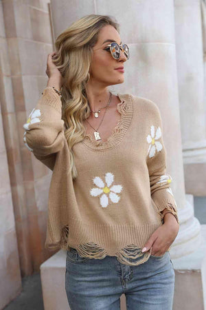 Something Else Flower Distressed Sweater - MXSTUDIO.COM
