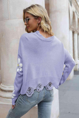 Something Else Flower Distressed Sweater - MXSTUDIO.COM