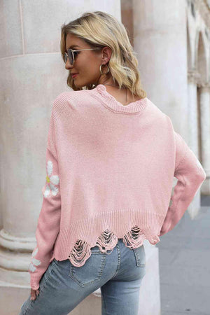 Something Else Flower Distressed Sweater - MXSTUDIO.COM