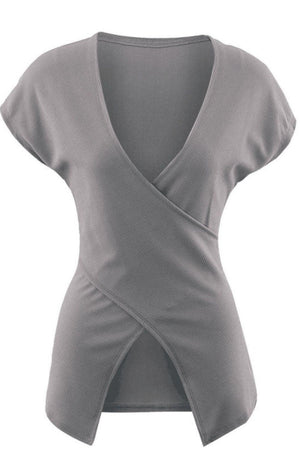 Something Else Ribbed Surplice Top - MXSTUDIO.COM
