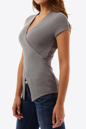Something Else Ribbed Surplice Top - MXSTUDIO.COM