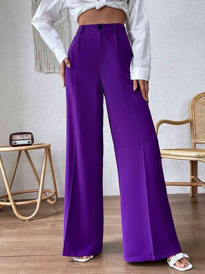 Sophisticated Flair Purple Wide Leg Pants - MXSTUDIO.COM