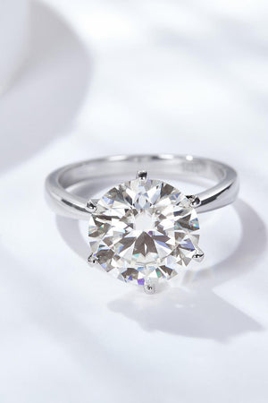 Sparkling Platinum-Plated 5 Carat Moissanite Ring - MXSTUDIO.COM