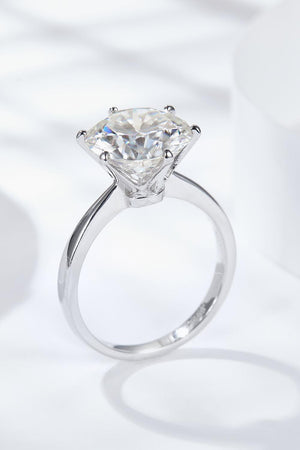 Sparkling Platinum-Plated 5 Carat Moissanite Ring - MXSTUDIO.COM