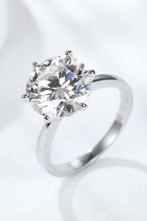 Sparkling Platinum-Plated 5 Carat Moissanite Ring - MXSTUDIO.COM