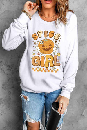 a woman wearing a white sweatshirt that says epic girl