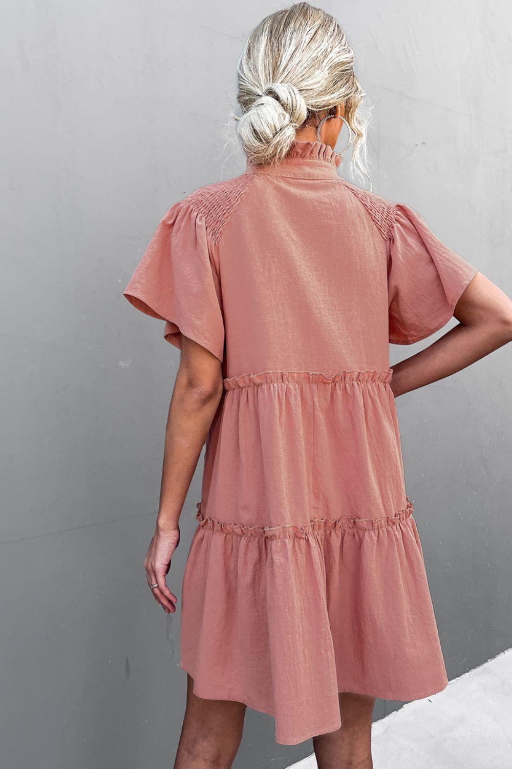 Splendid Frill Puff Sleeve Dress - MXSTUDIO.COM