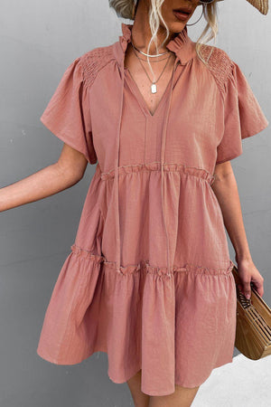 Splendid Frill Puff Sleeve Dress - MXSTUDIO.COM