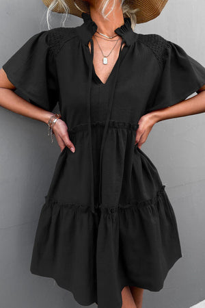 Splendid Frill Puff Sleeve Dress - MXSTUDIO.COM