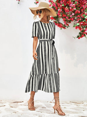 Splendid Summer Midi Vertical Stripe Dress - MXSTUDIO.COM