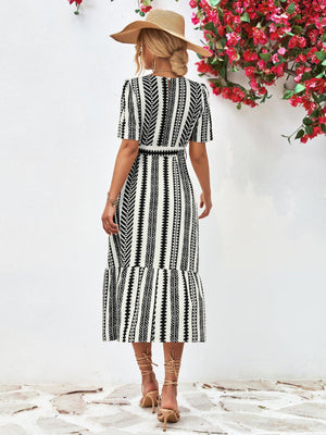 Splendid Summer Midi Vertical Stripe Dress - MXSTUDIO.COM