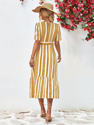 Splendid Summer Midi Vertical Stripe Dress - MXSTUDIO.COM
