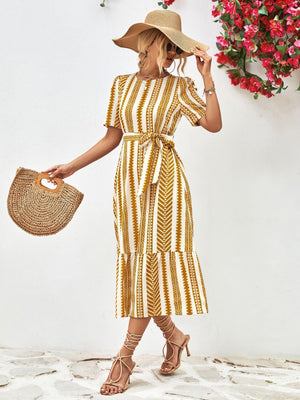 Splendid Summer Midi Vertical Stripe Dress - MXSTUDIO.COM
