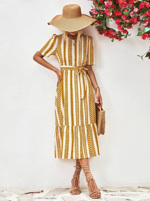 Splendid Summer Midi Vertical Stripe Dress - MXSTUDIO.COM