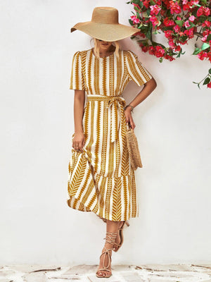 Splendid Summer Midi Vertical Stripe Dress - MXSTUDIO.COM