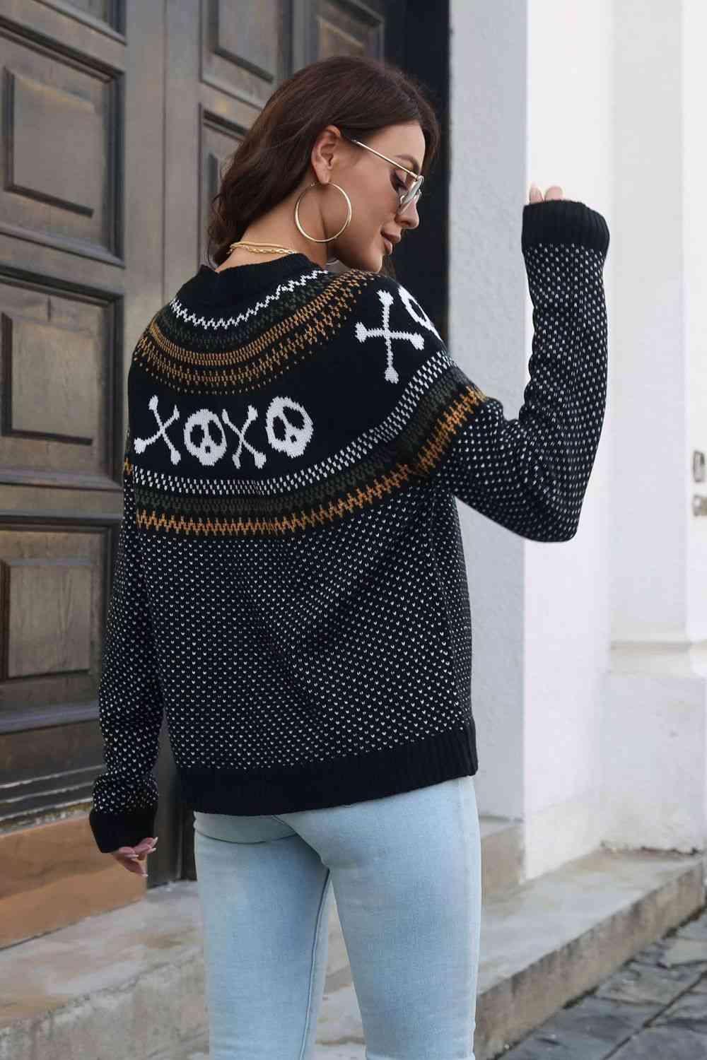 Spooky Warmth Ribbed Knit Halloween Sweater - MXSTUDIO.COM