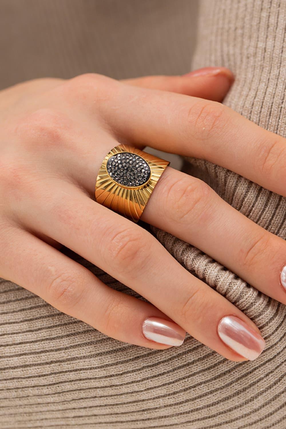 Spread Kindness Wide Band Stainless Steel Gold Open Ring - MXSTUDIO.COM