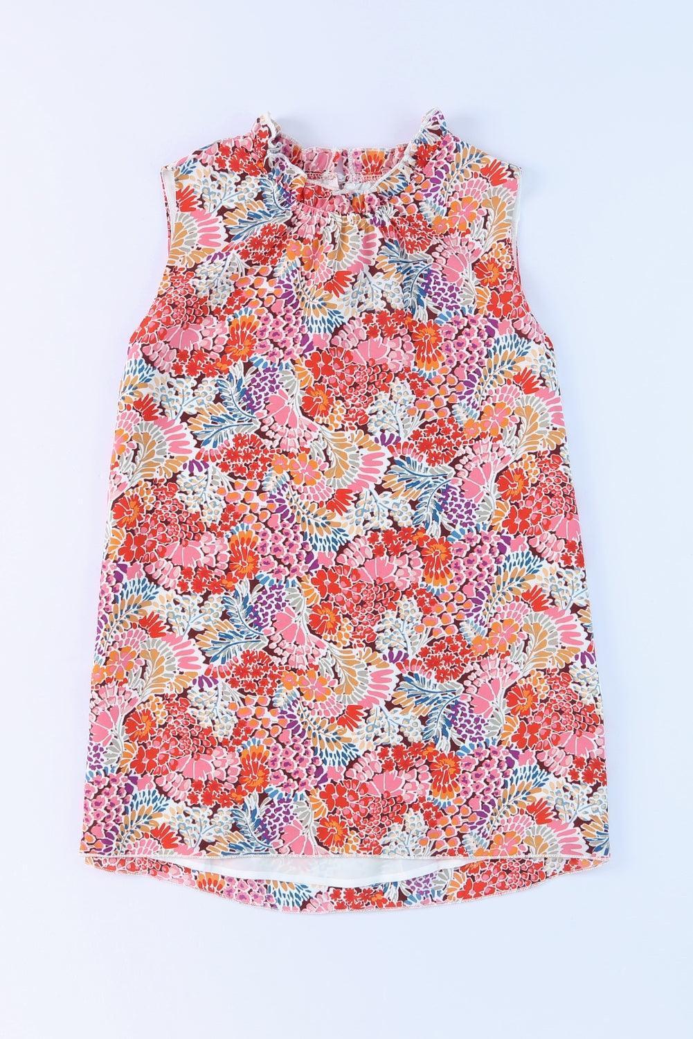 Spring Babe Floral Mock Neck Tank - MXSTUDIO.COM