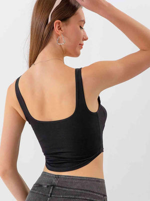 Square Neck Cropped Denim Tank Top - MXSTUDIO.COM