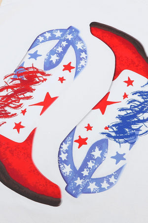 Stars Graphic Cowboy Boots T Shirt - MXSTUDIO.COM