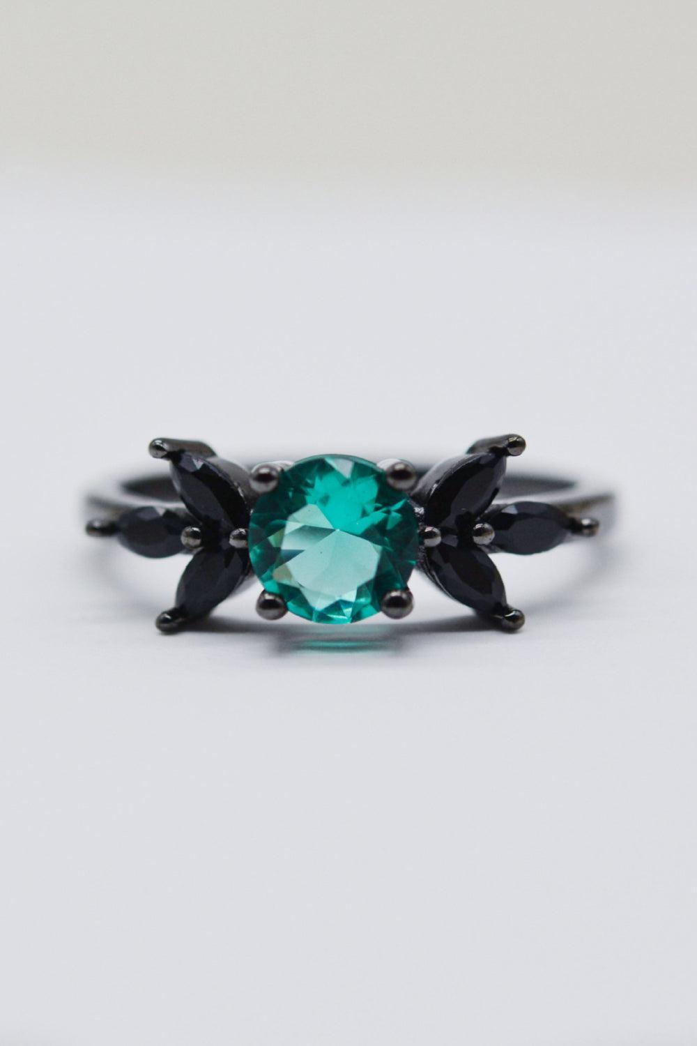 Stately Zircon Leaf Accent Paraiba Tourmaline Ring - MXSTUDIO.COM