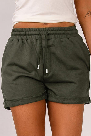 Steady Drawstring Elastic Waist Cuffed Shorts - MXSTUDIO.COM