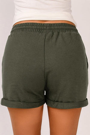 Steady Drawstring Elastic Waist Cuffed Shorts - MXSTUDIO.COM