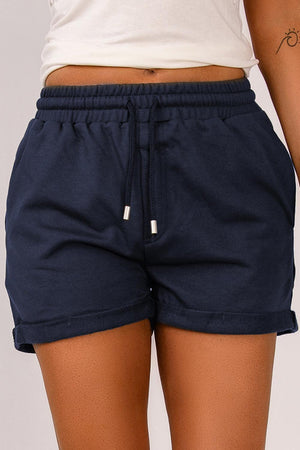 Steady Drawstring Elastic Waist Cuffed Shorts - MXSTUDIO.COM