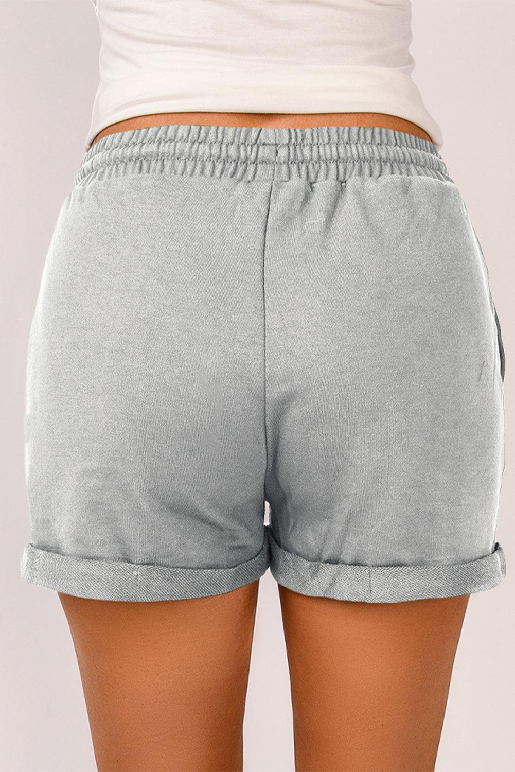 Steady Drawstring Elastic Waist Cuffed Shorts - MXSTUDIO.COM