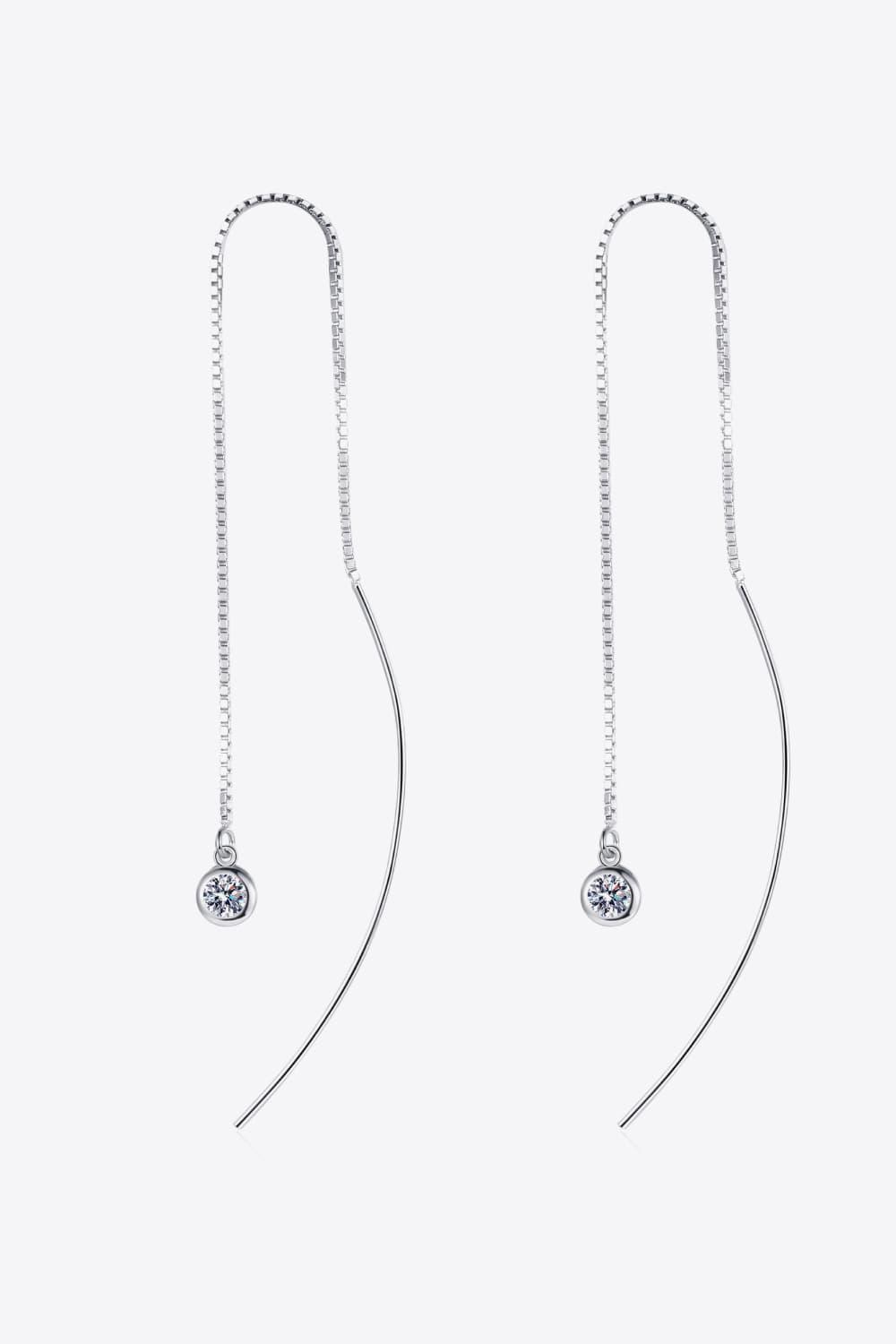 Sterling Silver Threader Style Moissanite Drop Earrings - MXSTUDIO.COM