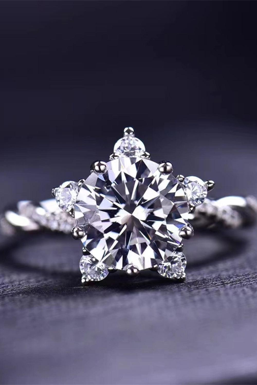 Sterling Silver Twisted Band 3 Carat Moissanite Ring - MXSTUDIO.COM
