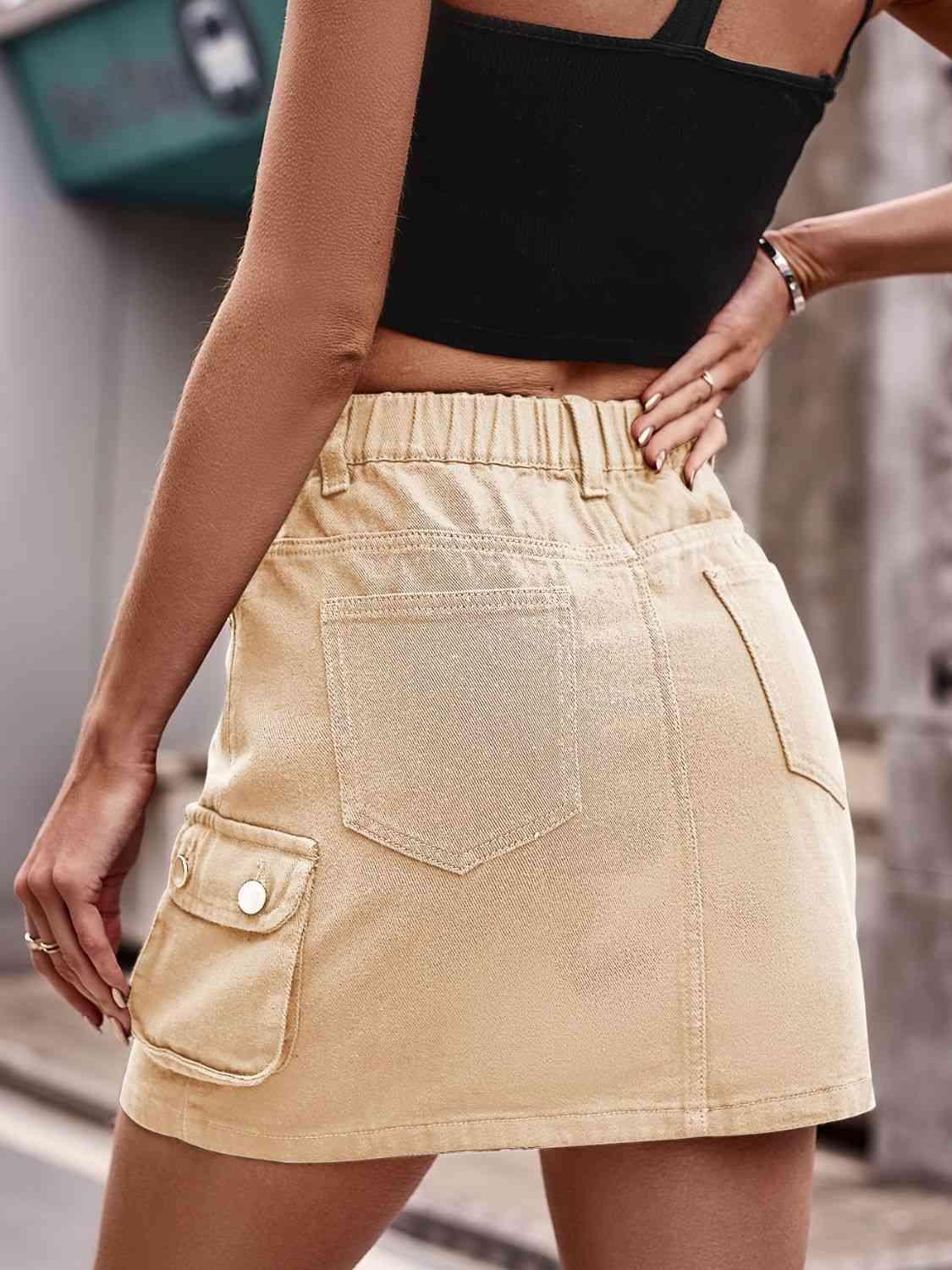 Street Appeal Denim Mini Skirt With Pockets - MXSTUDIO.COM