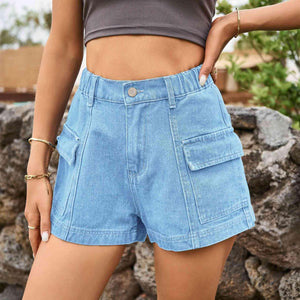 Street Chic High Waist Cargo Denim Shorts - MXSTUDIO.COM