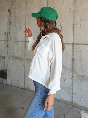 Streetwear Collared Ribbed Button Up Jacket-MXSTUDIO.COM