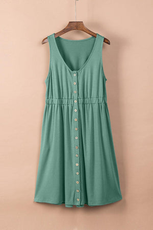 Stress-Free Button Down Sleeveless Dress - MXSTUDIO.COM