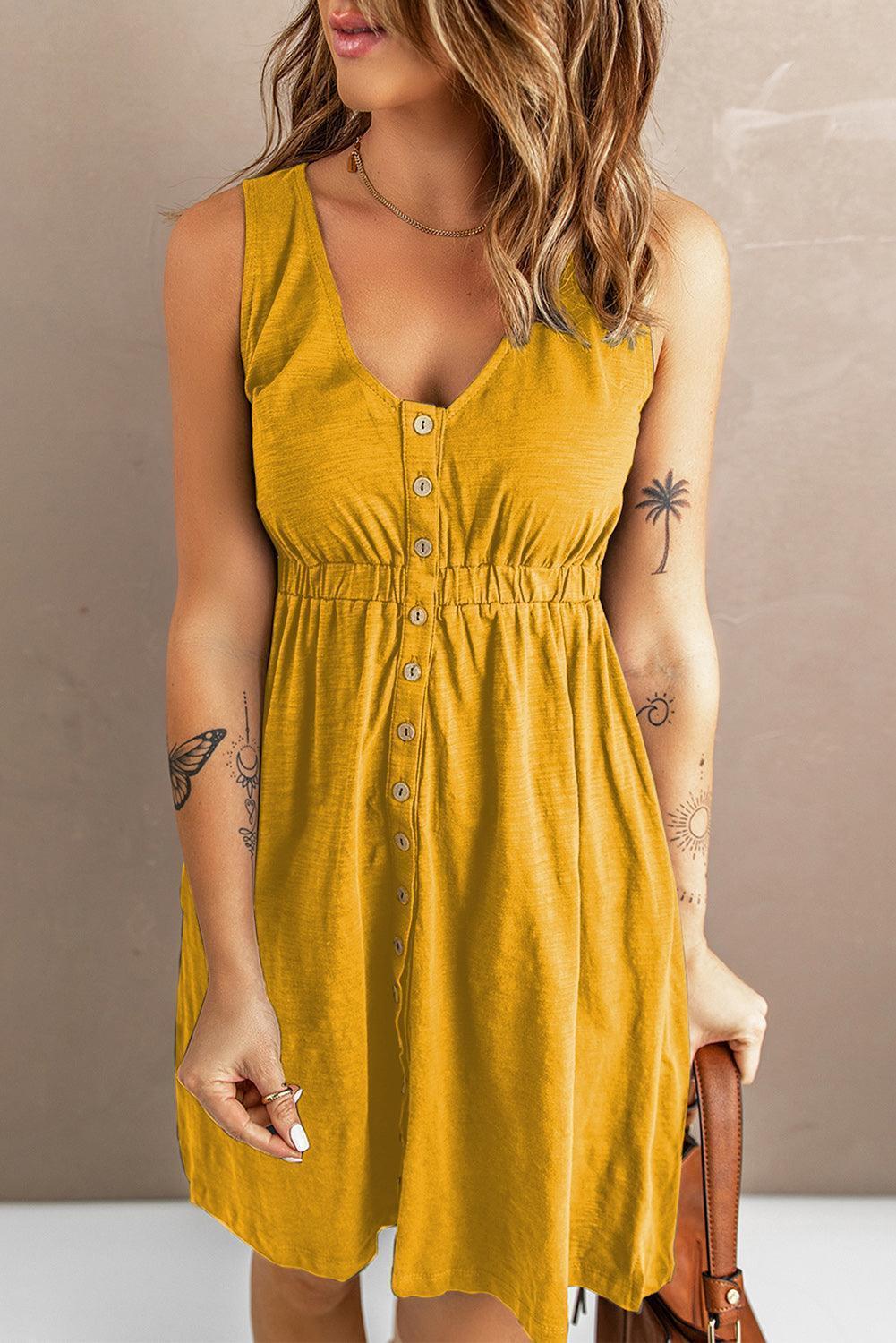 Stress-Free Button Down Sleeveless Dress - MXSTUDIO.COM
