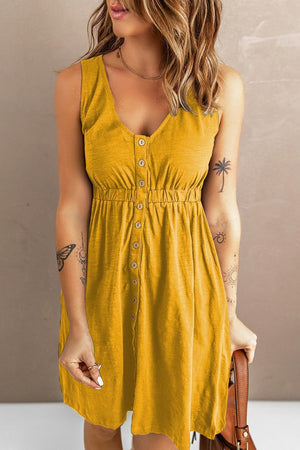 Stress-Free Button Down Sleeveless Dress - MXSTUDIO.COM