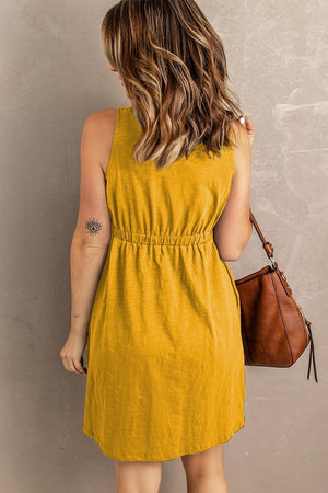 Stress-Free Button Down Sleeveless Dress - MXSTUDIO.COM