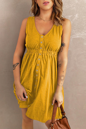 Stress-Free Button Down Sleeveless Dress - MXSTUDIO.COM